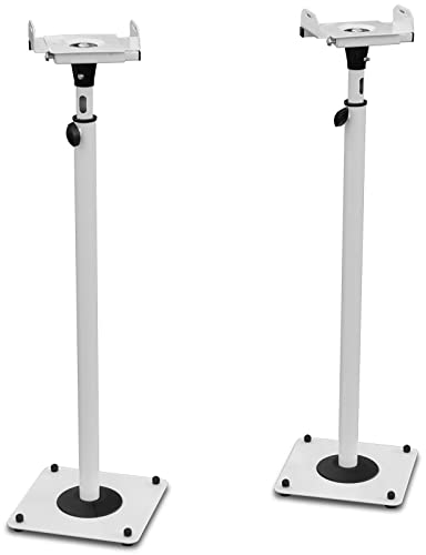Drall Dos Soportes de Altavoz Blancos para monitores de Audio Ajustable en Altura con Canal para Cables Modelo: LS-1W