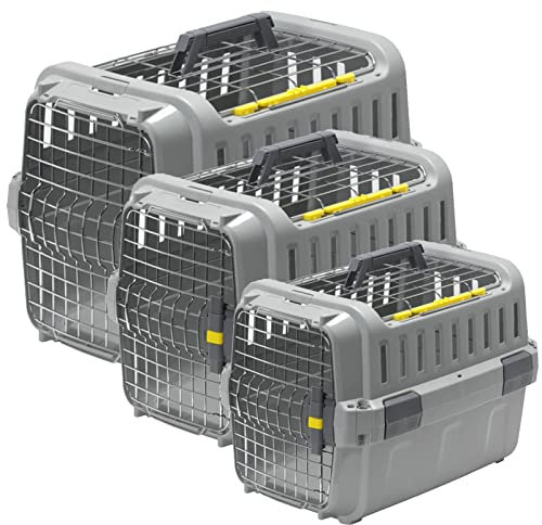 CAT CENTRE Pet Transporter Kitten Dog Sturdy Carrier Crate Two-Door Travel Basket Box 3 Sizes