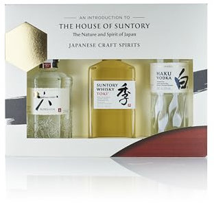 House of Suntory | Japanese Craft Spirits | Gift Pack | Contains Roku Gin, Toki Blended Japanese Whisky & Haku Craft Vodka | 3 x 20cl Miniatures | 42% ABV