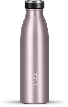 720°DGREE Edelstahl Trinkflasche 500ml “milkyBottle” - 12h Heiß, 24h Kalt | Auslaufsicher bei Kohlensäure, BPA-Frei - Thermosflasche schmal, schlank edel - Ideal für Kinder, Sport, Schule, Job, Outdoor