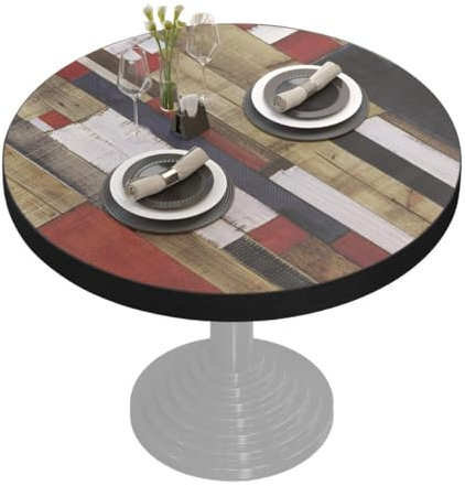 GGMMÖBEL Brasil | Tischplatte | Ø 80 cm | Vintage Bunt | Holzplatte | Perfekt für klappbare Couchtisch, Küchentisch, Esstisch | ABS Kante | HPL beschichtete | Restaurant, Cafe, Bar