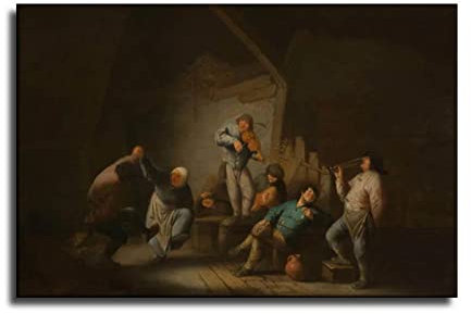 Adriaen Van Ostade Tanzendes Paar Poster Dekorative Malerei Leinwand Wandkunst Wohnzimmer Poster Schlafzimmer Gemälde 50 x 75 cm