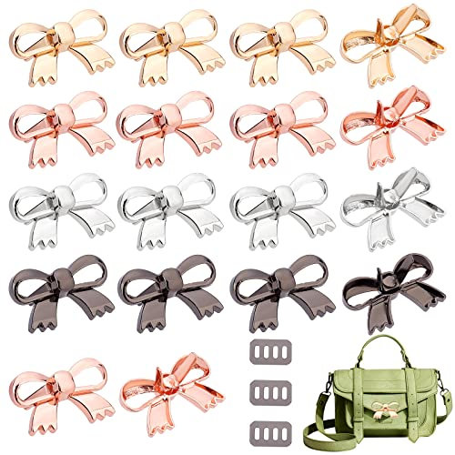 PandaHall Bowknot Schuhclips 24 stücke 4 Farben DIY Schuhe Charms Legierung Schuhschmuck Abnehmbare Schuh Charms Metall Handtaschenclips Hutclips Für Damen Freizeitschuhe Strickmütze Kleid DIY Basteln