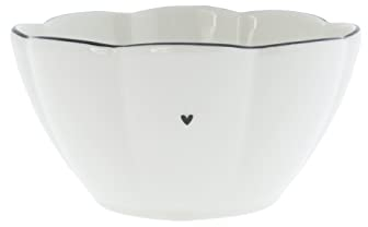 Bastion Collections Bowl Ruffle small Heart Keramik weiß schwarz D12cm Keramikschale Müslischale BC Bowl Küche gedeckter Tisch