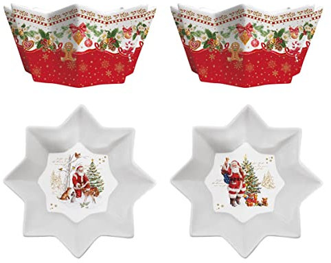 EASY LIFE Set 2 bols porcelaine CHRISTMAS MEMORIES avec personnages de Noël Ø14 cm