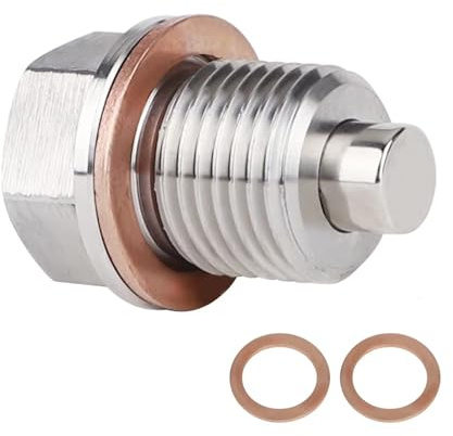 M16 x 1.5 Magnetic Oil Drain Pan Plug,Magnetic Stainless Steel Oil Drain Plug Nut Bolt,with 3 PCS Copper Crush Washer Anti Leakage,Universal Leak-proof Replacement,Fits Most Cars, Motorcycles, Boats