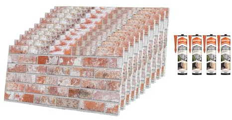 IZODEKOR Lot de 10 panneaux muraux 3D en polystyrène expansé - Revêtement mural aspect pierre - Pour cuisine, balcon, chambre à coucher, salon et mur arrière de cuisine - Maisons en pierre - Avec 4