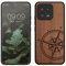 kwmobile Hülle kompatibel mit Xiaomi 13 5G Hülle - Holz Case - Handy Cover - TPU Handyhülle in Dunkelbraun Kompass Vintage
