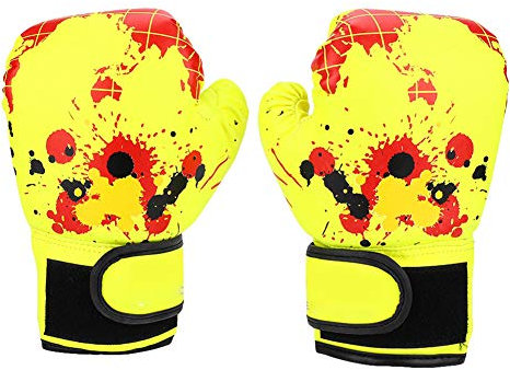 Tomotato Enfants Gants de Boxe Bébé Filles Garçons Enfants Gants de Boxe Gants de Boxe Poinçonnage Enfants Mitaines de Combat pour L'âge 6-15 Ans(Jaune)