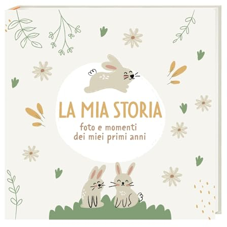 HuBorns - Album Nascita Bambina e Bambino per Incollare Foto e Scritte con +50 Pagine e Adesivi, Album Fotografico Neonato per il Primo Anno fino a 5 Anni, Ideale per Regalo Nascita Bimba e Bimbo