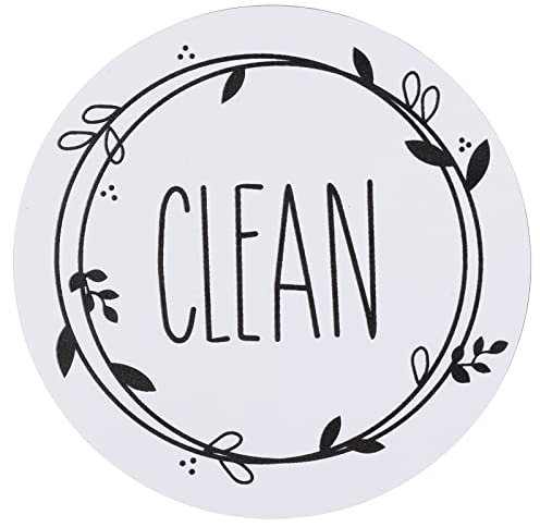 PATIKIL Dirty Clean Dishwasher Magnet, Round Dish Washer Refrigerator Kitchen Organization Clean Dirty Sign Magnet, Black, White