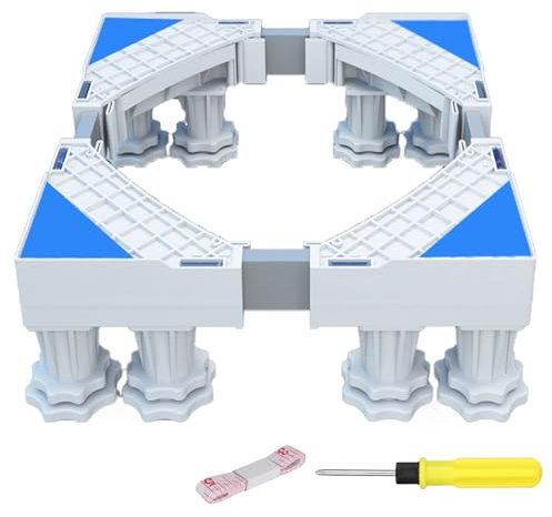 TONZACK Base per lavatrice rimovibile, base per lavatrice regolabile, 41-64 cm, fondo asciugatrice, frigorifero, alta capacità di carico, ammortizzatore e riduzione del rumore (8 gambe)
