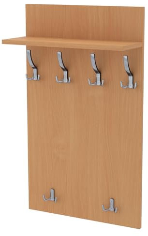 AKKE Garderobenpaneel Wandgarderobe Mit Ablage Wandpaneel Garderobe PVC Maxi Geweisste Kiefer 100cm x 60 cm