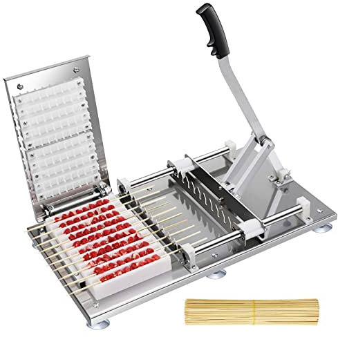 ACiyD Manual Kebab Skewer Maker, Stainless Steel BBQ Skewer, 10 Strings Meat Kebab Machine, Kitchen Tool for BBQ Grilling Making Kabobs Kit