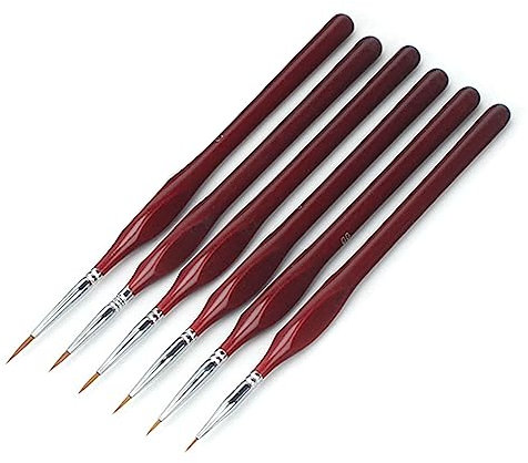 iLamdeetek Detail Brush Set (6 Pieces), Watercolor Acrylic and Oil Painting Set for Artists, Adults and Children, Dark Red