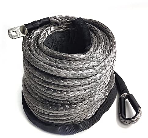 Treuil synthétique - Diamètre : 10 mm x 30 m - Pour treuil 23809lbs - 10,8 tons - Pour ATV UTV SUV Truck Bateau Ramsey