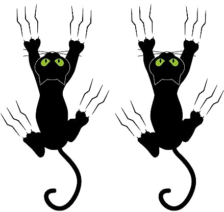 duoyif Wandtattoos Schwarze Katze Wandaufkleber 2Stück Katzen Silhouette Wandaufkleber Wandsticker Schwarze Katze Aufkleber Wandbilder Für Kinderzimmer Tür Toilettendeckel Wanddeko 26x17cm