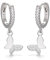 Kleine Kreise Ohrringe mit Schmetterlingstropfen - 925 Sterling Silber Damen Schmuck, Hypoallergen - 2 Stück