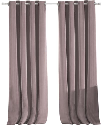 Ystyle Tende Velluto per Interni 2 Pezzi, Tende 100% Oscuranti, 140×300cm, Tenda Termica Isolante Freddo E Caldo, Tende Soggiorno Camera Da Letto, Tende Fonoassorbenti Con Anelli, Rosa