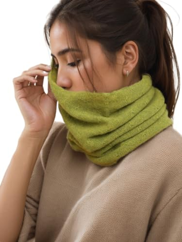 Prettystern Damen Loop-Schal aus Kaschmir-Wolle Strick-Schal warm Winter Halstuch Schlauch-Schal Rundschal Halstuch Grün