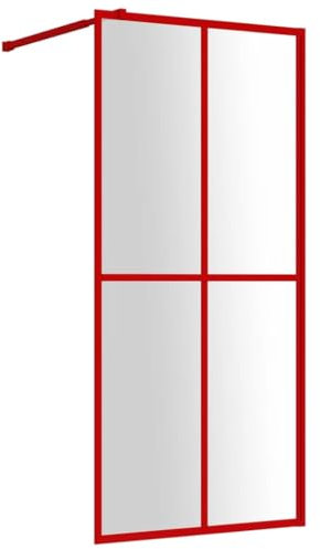 vidaXL Parete doccia con vetro ESG trasparente rosso 80x195 cm
