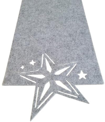 Tischläufer aus Filz Weihnachtstischläufer Tischband Tischdecke Weihnachtstischdecke Tischdekoration Filztischläufer Tischschutz Weihnachten (Grau_Weihnachten Stern, 30 x 100)