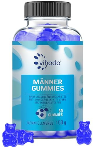 Vihado Männer Gummies - Extra starke sofort Rezeptur hochdosiert - mit L-Arginin, L-Glutathion, L-Glutamin, 60 Gummies