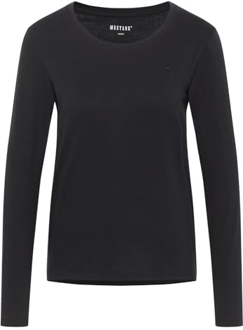 MUSTANG Damen Langarmshirt Elly - Regular Fit - XS S M L XL Weiss Schwarz