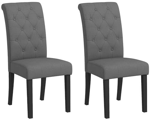 HOMCOM 2er-Set Esszimmerstühle Küchenstuhl Grand Confort Holzbeine Leinen 47 x 61 x 101 cm dunkelgrau