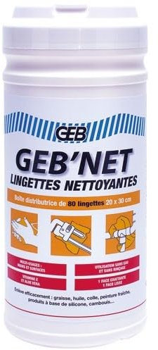 Lingettes nettoyantes mains et surfaces Gebnet seau de 80 unités