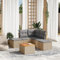 QJBSAVVA 6-TLG. Garten-Sofagarnitur, Eckbankgruppe Balkon Tisch Und Stühle Gartenmöbel Set Tisch Balkon Geeignet für Außen Wenig Platz Balkon Garten mit Kissen Beige Poly Rattan