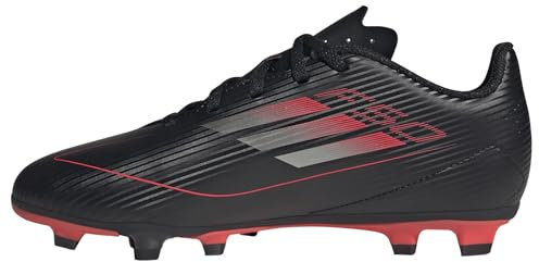 adidas Unisex Kids F50 Club Football Boots FG/MG Kids, Core Black/Iron Metallic/Lucid Red, 4 UK