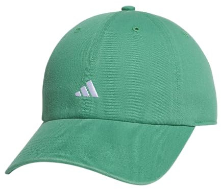 adidas Damen Saturday Baseball Cap-Verstellbare Baumwollmütze, Athletische Entspannte Passform Baseballkappe, Semi Court Green/White/3.0, Einheitsgröße