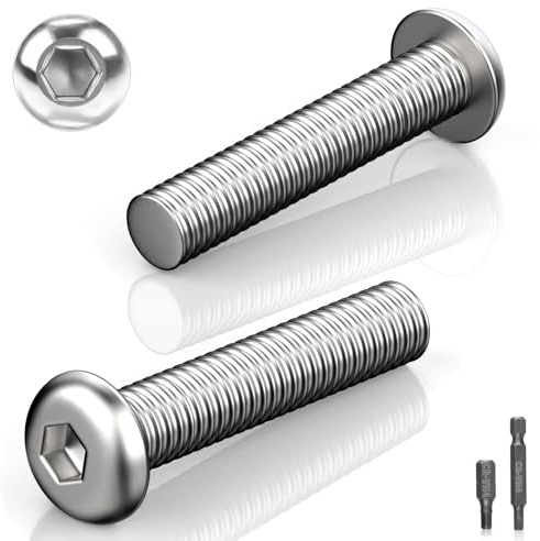 70 Stück Schrauben M6x12 Linsenkopfschrauben Edelstahlschrauben Flachkopfschrauben Rundkopfschrauben Sechskantschrauben Gewindeschrauben Senkkopfschrauben mit 2 Pcs H2.5 Innensechskant-Bits(Silber)