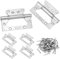 QWORK® 6 PCS 4 Flush Door Hinges, Stainless Steel, Door Hinges with Screws, Ideal for Cabinet, Closet, Furniture