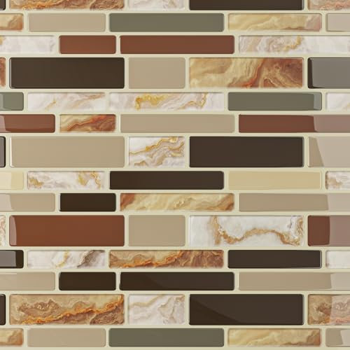 VaryPaper 3d Piastrelle Adesive Cucina Mattoni Adesivi Parete 30.5cmx30.5cm 10 Pezzi Piastrelle Adesive Bagno Mattonelle Adesive Cucina Adesivi per Piastrelle PVC Adesivi Murali Cucina Lavanderie