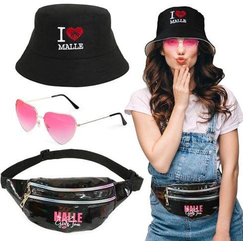 BOFUNX 80er 90er Jahre Outfit Damen Metallic Bauchtasche Malle Hut Rave Fächer Glitzersteine Gesicht Brillen 90er Party Outfit Hippie Neon Malle Mallorca 90er Party Festival Outfit Accessoires