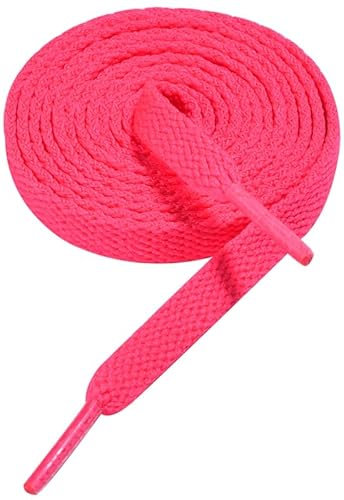 Gendewiner 1 Paar 140cm Lang Knallrosa Schnürsenkel 8mm Breite Flach Schuhbänder Shoe Rope Laces für Converse Adidas Asics Schlittschuhe Vans Air Force 1 Chucks Sneaker Veja Laufschuhe