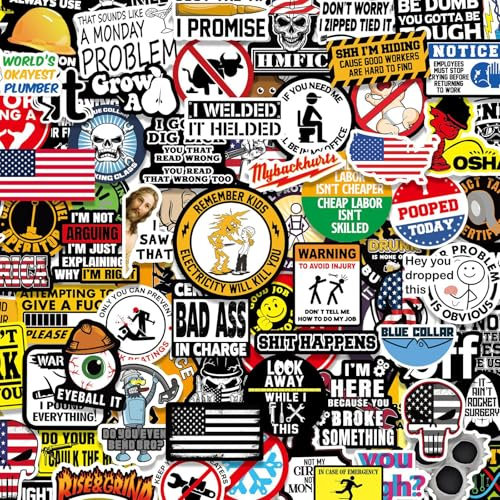 150Pcs Hard Hat Stickers Pack Dirty Helmaufkleber Schutzhelm Aufkleber Lustige Sticker Erwachsene Wasserdicht Blaue Kragen Sticker Set Mehrzweck Helmaufkleber für Maschinisten Elektriker Schweißer