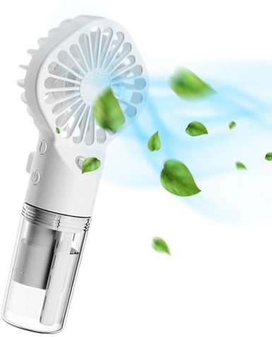 Versatile Misting Fan - 4-Speed Adjustable Humidifier Fan, Indoor Outdoor Desks Fan | Water Spray Fan, Minis Portable Fan with Water Tank Design for Refreshing Misty Breezes(White)(6.3x2.76x1.57 Inch)