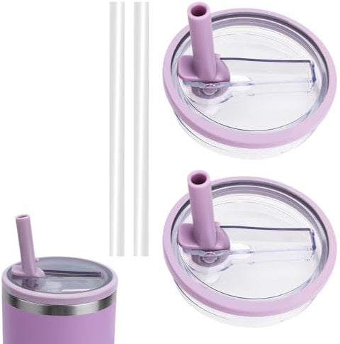 FIDWALL 2pcs Spill Proof Water Bottle Lid Replacement for 40oz Tumbler,with 2pcs Straw,Flip Straw Lid,Reusable and Easy to Drink,can be used fo Stanley's 40oz Tumbler (Purple)