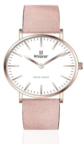 Weayege Damen Analog Quarz Armbanduhr Mit Lederarmband Und Edelstahlarmband - Luxus Uhren Wasserdicht Mesh Ultradünne