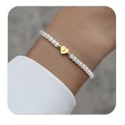 Girls Accessories Zierliches Buchstaben-Anfangsarmband für Frauen, Kunstperlen-Armband, modisches Damen-Gliederarmband, Strang-Armband, Schmuck, Geschenk Birthday Gift