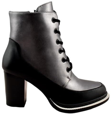 AZAREY - Botines de tacón con Cierre de Cremallera y cordón 612815 Sintético Mujer Color: Plomo Talla: 40
