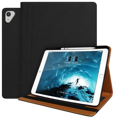 World biz Étui en cuir pour iPad Pro 12,9 2017/2015 (ancien modèle, 1ère et 2ème génération), support de visionnage multi-angle en cuir de qualité supérieure avec porte-crayon et emplacements pour