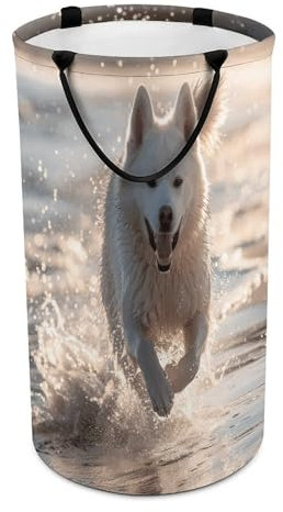 Grand panier à linge pliable en forme de course à pied sur la plage - Grand panier à linge pour jouets