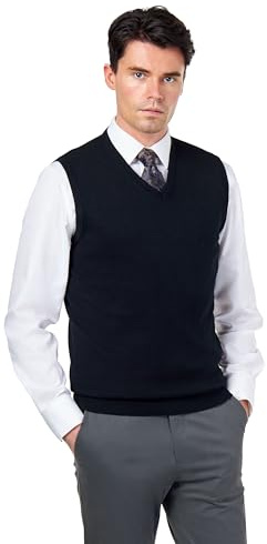 Men’s 100% Cotton Sleeveless Jumper Soft Knitted Golf V-Neck Vest Lightweight