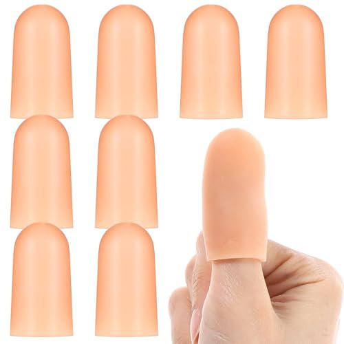 Ptwola 8 piezas de silicona para dedos impermeables suaves para las puntas de los dedos, guantes envolventes para desgarros de dedos, heridas, cortes y mordeduras, alivio del dolor