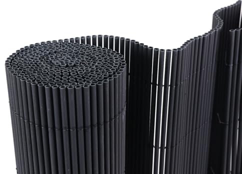 Mugar- Cañizo de PVC imitación a Mimbre de PVC de 1.600gr/m2- Mimbre Artificial- 5 MODELOS (Negro, 1.5x3 metros)