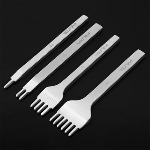 WUTA Leder Locher Werkzeug, Silber Leder Meißel Locher Werkzeug, Diamond Kohlenstoffstah Punch für DIY Craft(4mm 1+2+4+6)